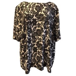 Lane Bryant Black White Tie Back Floral Blouse
